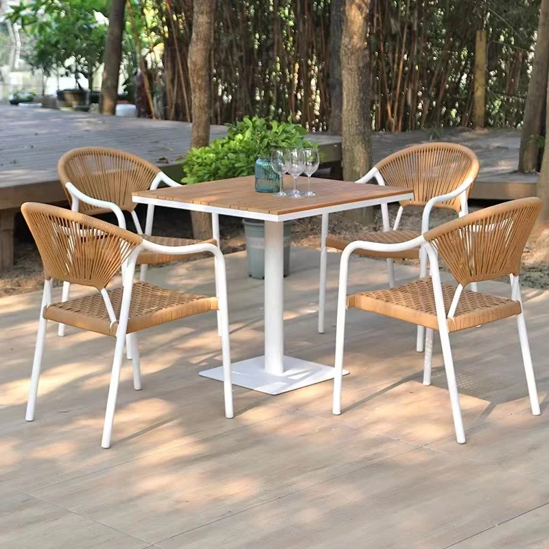 Garden furniture design wicker handwoven solid wooden teak