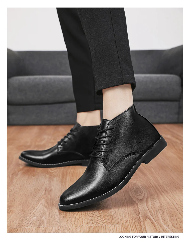 2023 New High-top Men's Casual Leather Shoes Classic White Business Men's Derby Shoes Fashion Pointed toe Dress Shoes Men Oxford