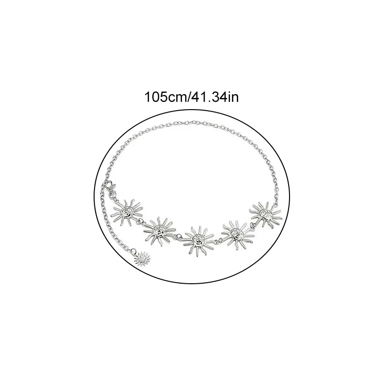 여성용 펑크 스타일 해바라기 금속 허리 체인, 빈티지 골드 실버 컬러 벨트 허리띠, 섹시한 파티 원피스 청바지 허리 체인