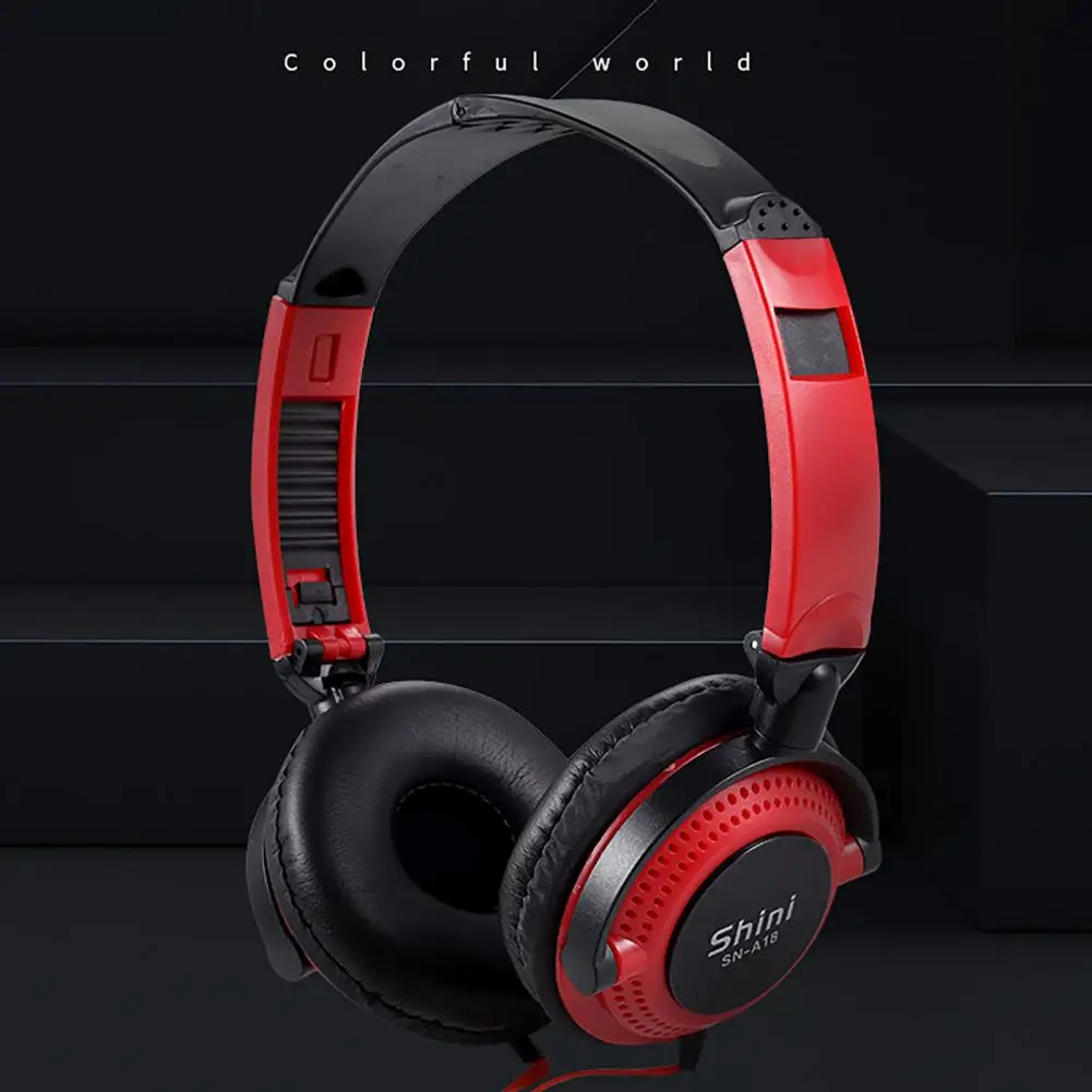 

A18 Wired Headset Megas Bass Headphone Line Control ABS Wired Earpiece Foldable Portable Headphone Earphone for Music