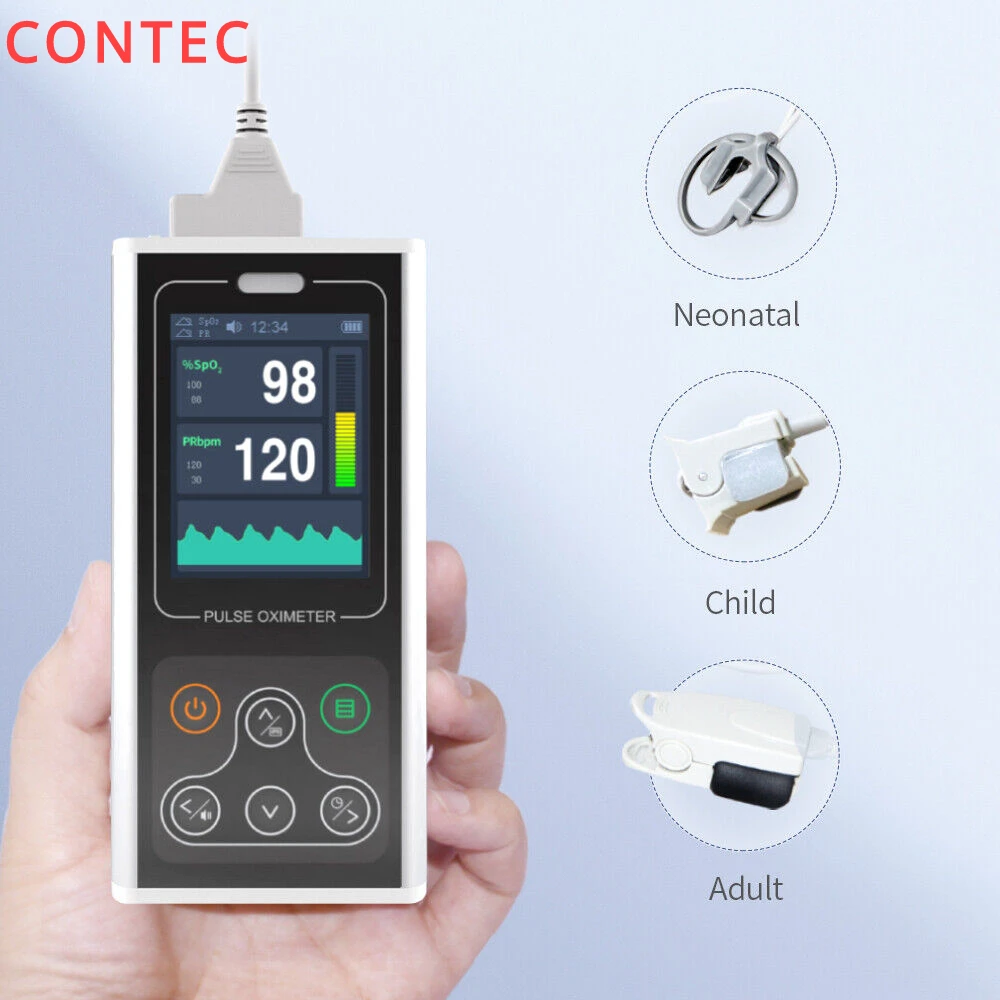 

CMS60D1 Handheld Pulse Oximeter 2.8" Blood Oxygen PR Spo2 Monitor 24H Recorder Adult Paediatric Neonatal Probe PC Software