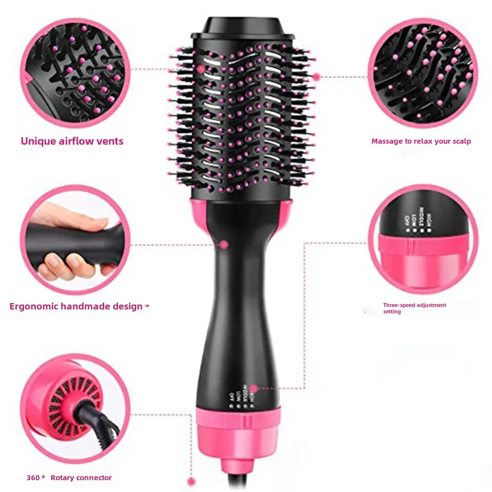 Integrated Hot Air Comb Negative Ion Straight Curling Dry Wet Use Long Hair Women's Brushless Motor Electric Dryer Comb