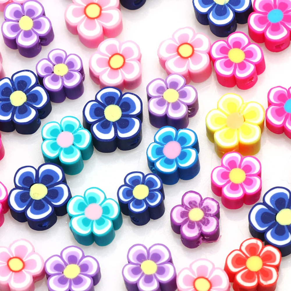 20/50/100 stücke 10mm Mix Blume Ton Spacer Perlen Handgemachte Polymer Clay Perlen Für Schmuck Machen diy Armband Halskette Zubehör – Detail 7