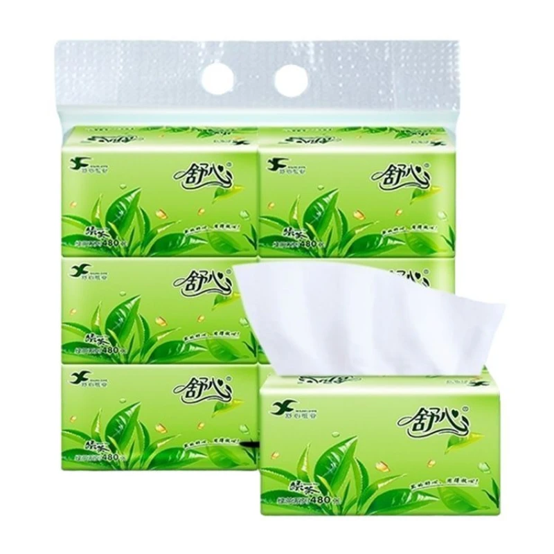 6/18 Packets 3-Ply Water-Absorbing 160 Sheets Household Mix Wood Pulp Tissue Paper Napkins Soft Pack Embossing for Home Use