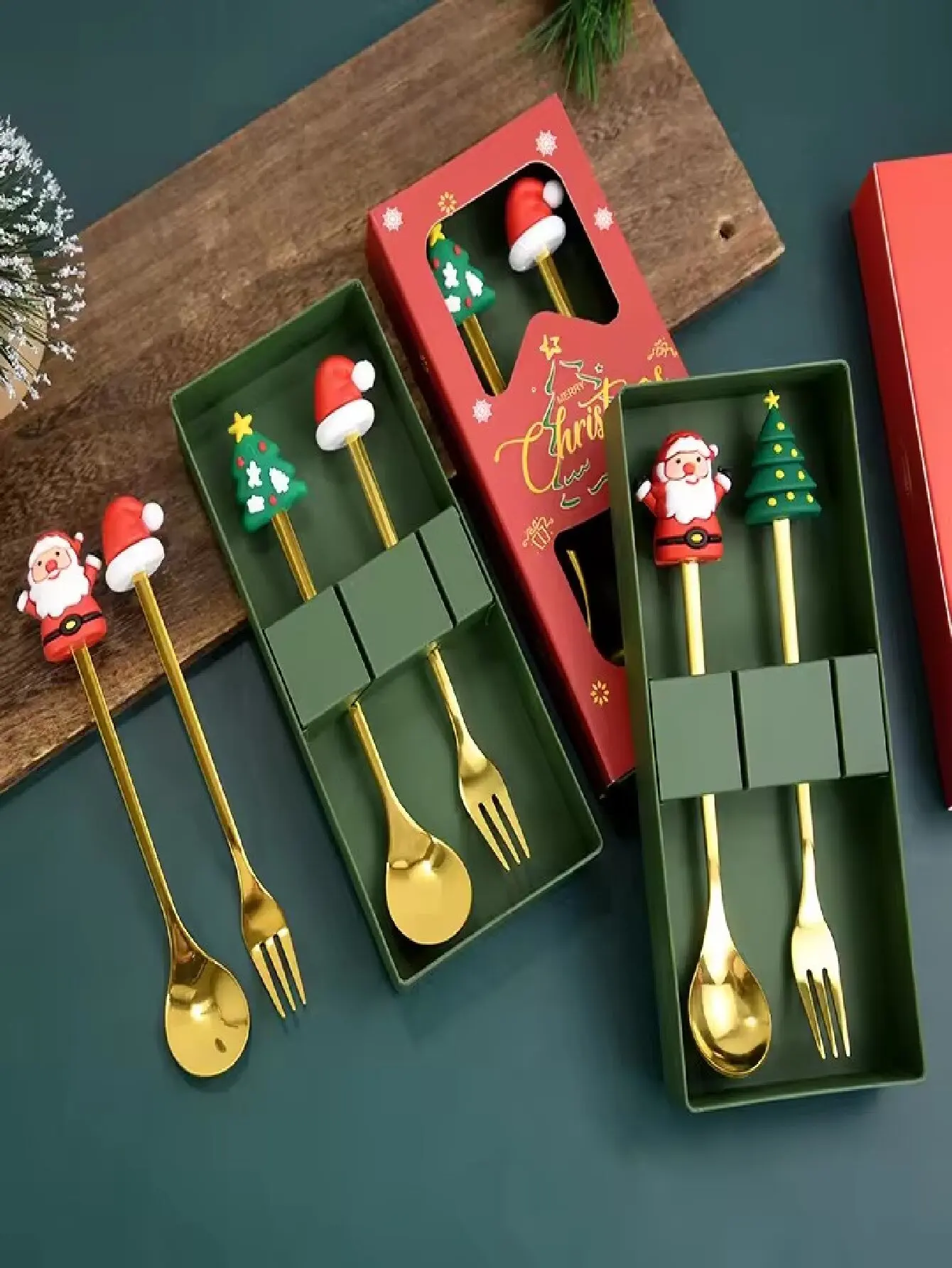 Christmas Spoon & Fork Set – Stainless Steel Tableware for Holiday Gifts Sdccade2f5d124f3395431aaab0208266M
