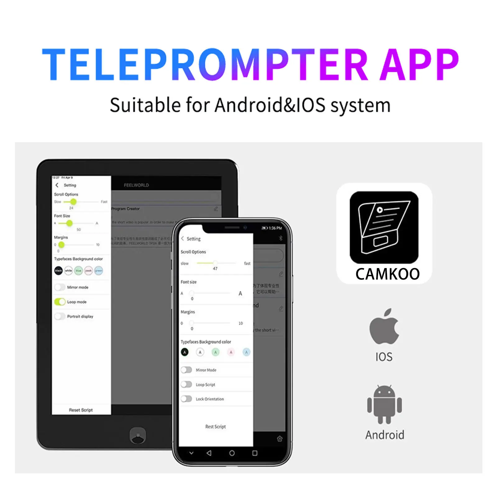 13 Inch Portable Teleprompter FEELWORLD TP13A Supports Under 13" DSLR Shooting Smartphone/Tablet Prompting Remote