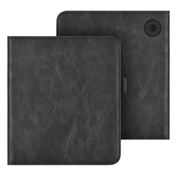 Premium Leather 7-Inch eReader Case with Hand Strap, Stand, and Card Slot - KOBO Libra 2 (Black)