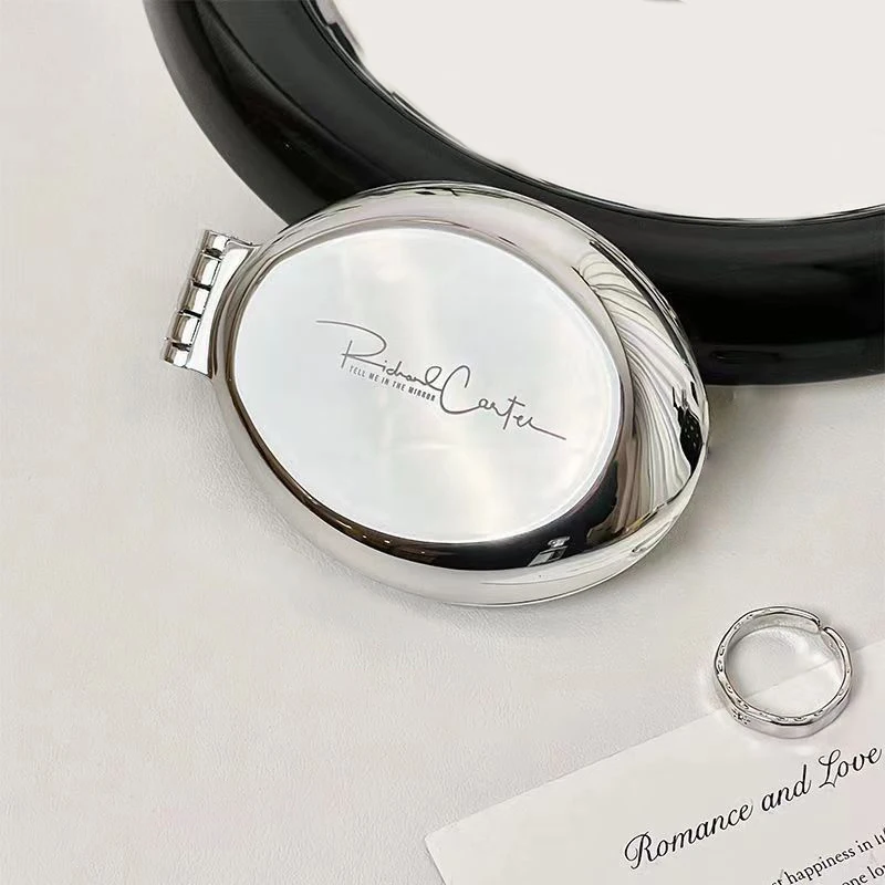 미니 휴대용 접이식 빗 미러, 에어 쿠션, 실버 도금 헤어 빗, 화장품 여행 포켓..