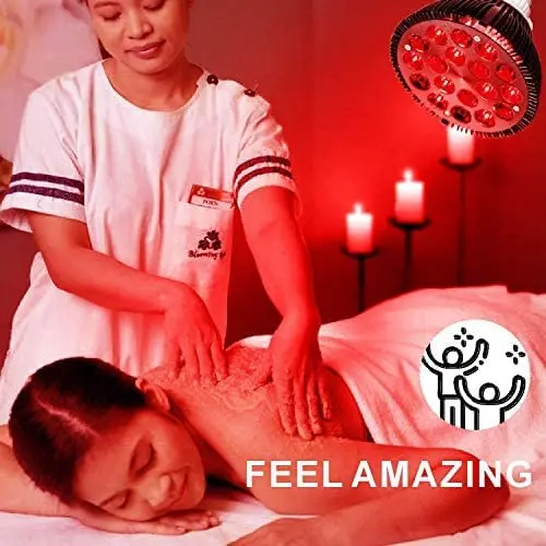 E27 LED Red 54W Light Therapy Lamp 660nm&850nm Infrared Bulb for Skin Care Pain Relief 360° Adjustable - immagine 5