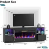 70” Fireplace TV Stand Modern Entertainment Center with 36" Electric Fireplace & LED Lights, Fluted Media TV Console Table 6