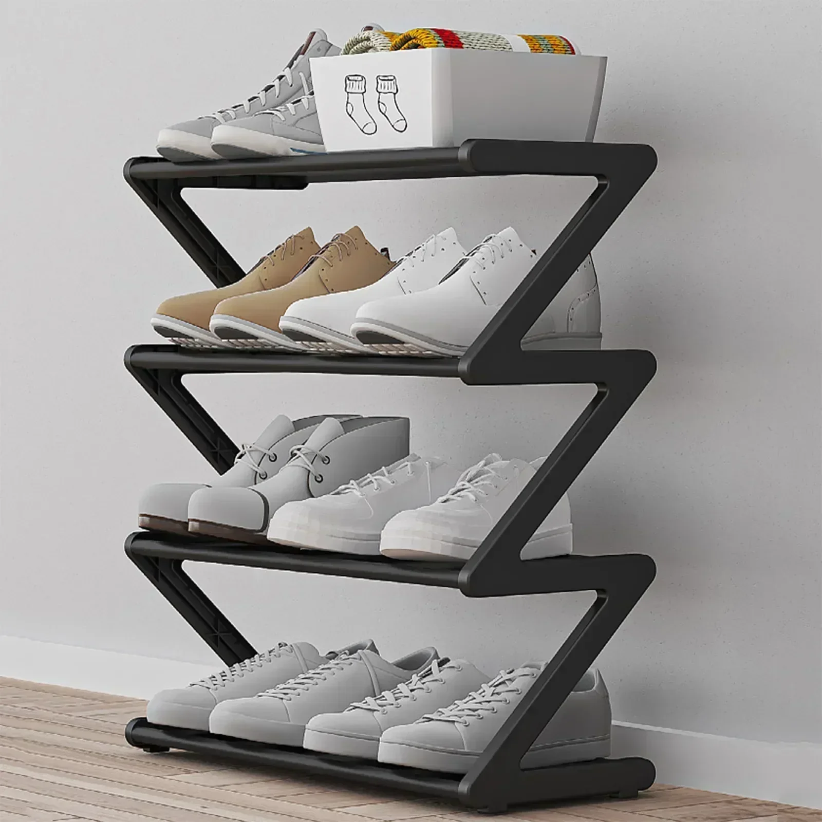 Simple 7-shaped Fabric Dust-proof Shoe Rack Shoe Cabinet Multi-functional Household Multi-layer Space-saving Storage Rack