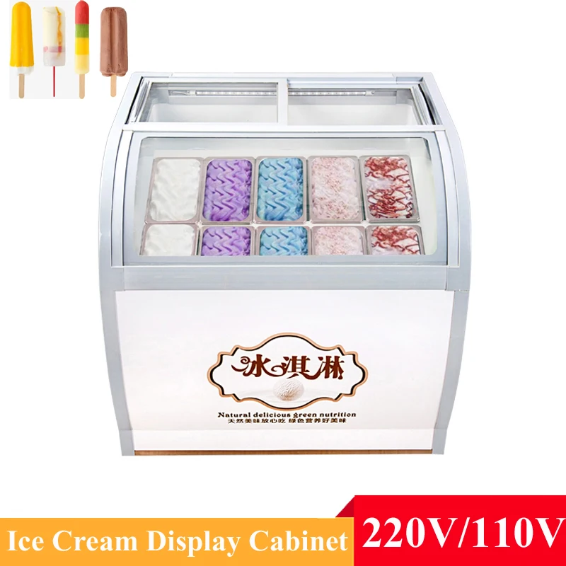 

Commercial Desktop Ice Cream Showcase Large Capacity Popsicle Showcase Freezers Cold Drink Shops Hard Ice Cream Display Cabinet