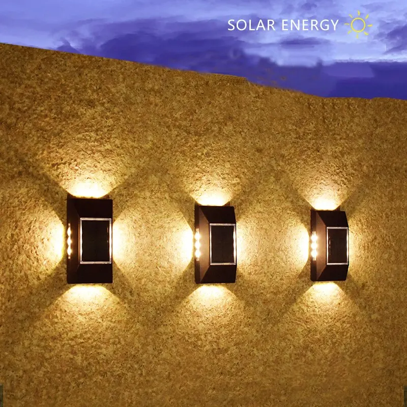 1-4pcs 12 LED Solar Wall Lamp Outdoor Waterproof Four Sides Glowing Light Staircase Villa Balcony Lighting solar light solar led light led wall lamp