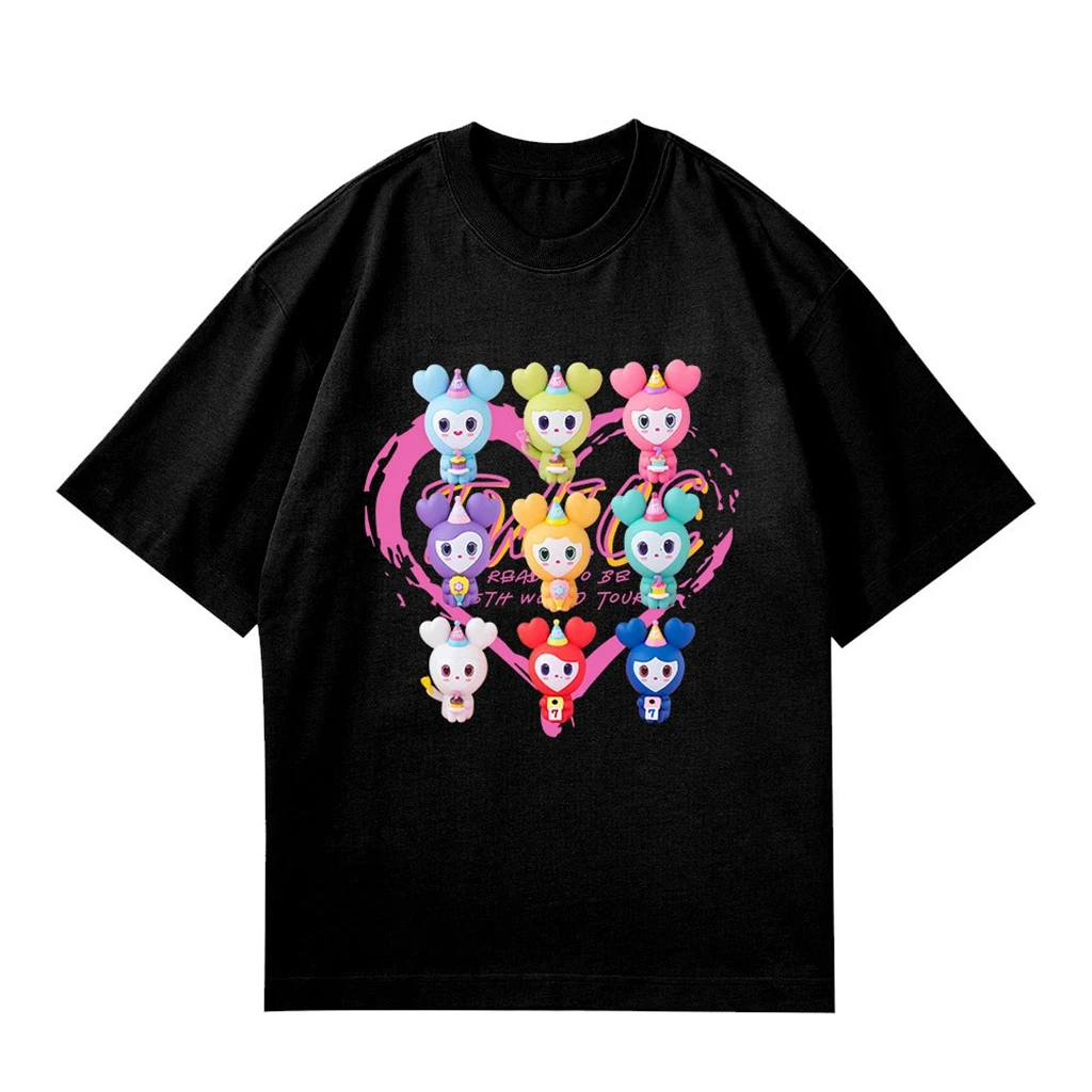 

Twice Graphic T-shirt Casual Women's Cotton Top Summer Couple Harajuku O-neck Short-sleeved Kawaii Cartoon Print Top