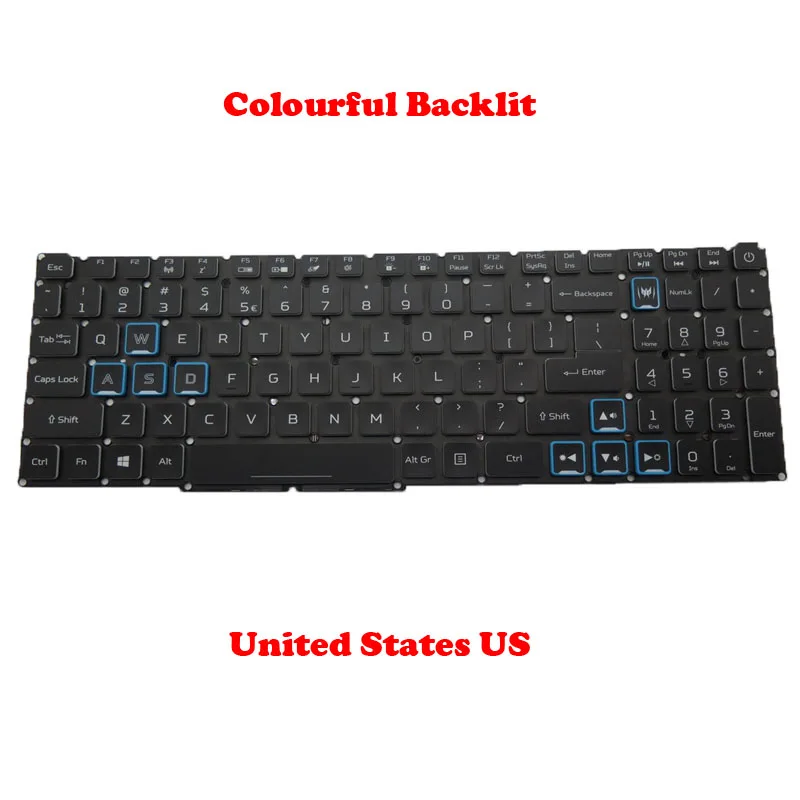 

Laptop Colourful Backlit Keyboard For ACER ACM18K5/3U4 NK.I1313.0BU English US Black New