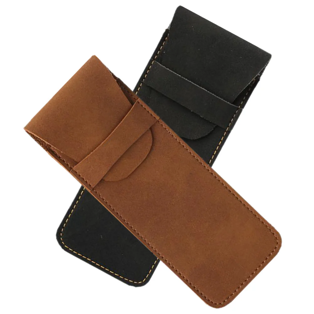 

2 Pcs Pencil Case Holder Ballpoint Pouch Pens High Capacity Decorative Sleeve Two Fountain Pu Bag