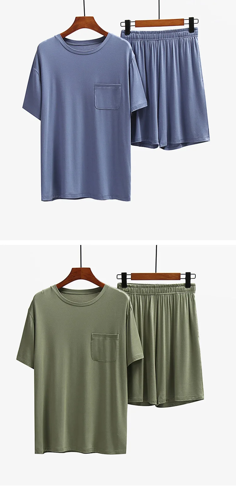 Große Größe Conjuntos De Pijama Neue Modale Kurzarm Shorts Anzug Nachtwäsche männer Pyjamas Sommer Hause Kleidung Männlichen Hause Sets – Detail 7