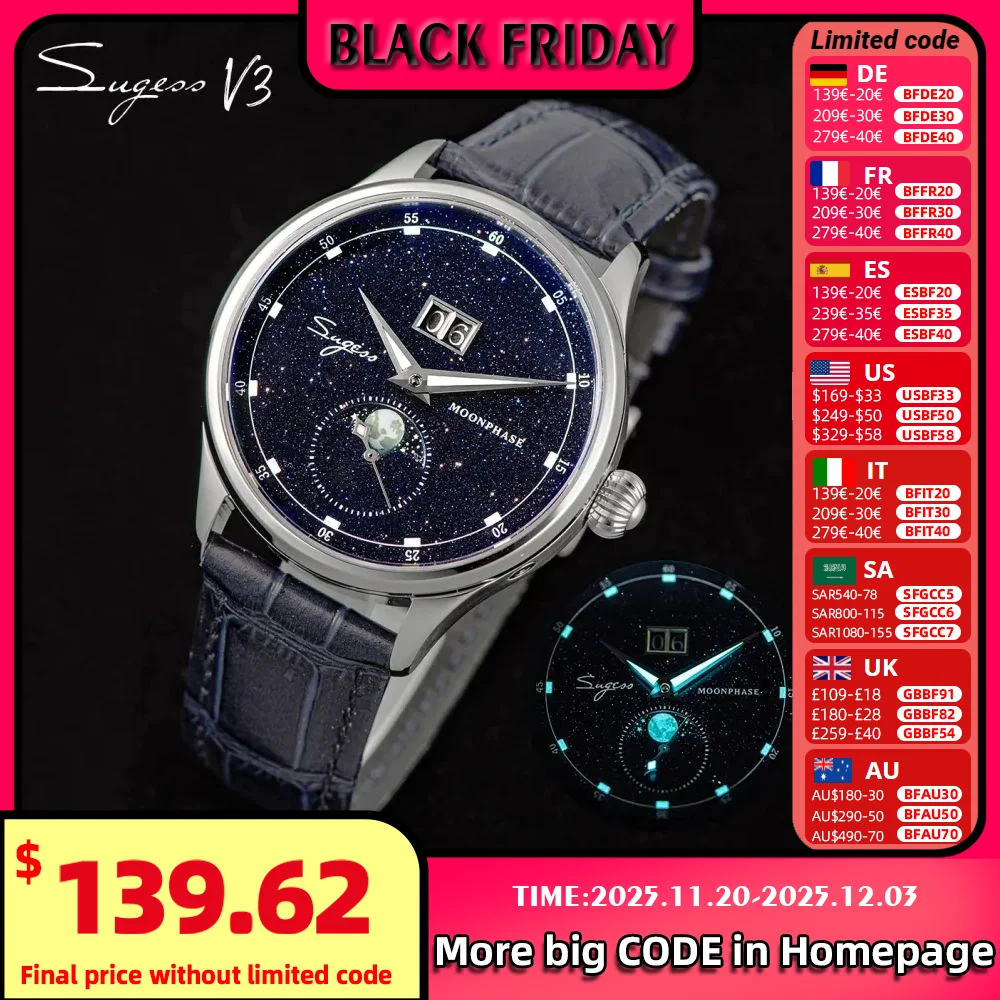 Sugess Origin ST2528 Movement Mechanical Wristwatch Men Watch