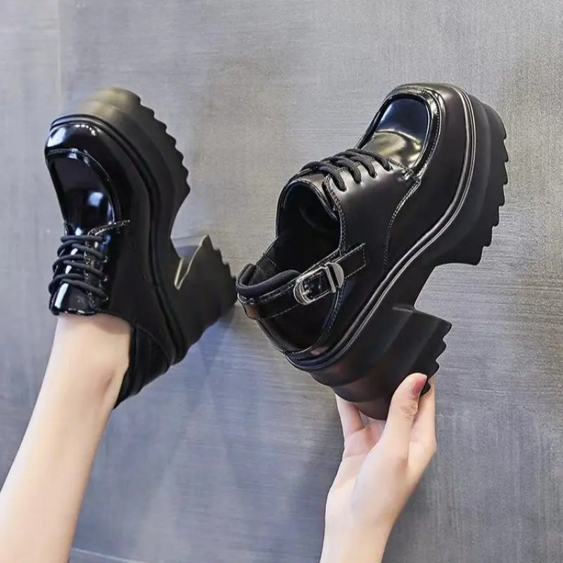 Uniform Shoes Small Leather Shoes Female British Girl Japanese Wild Black Retro Mary Jane Shoes Lolita Platform Shoes Low Hee