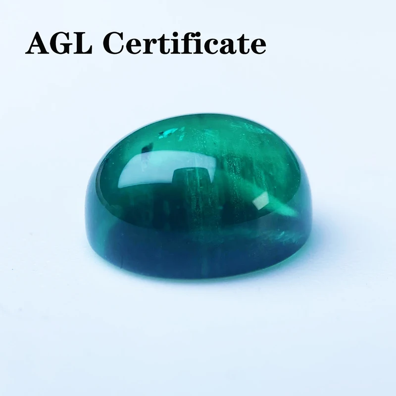 

Lab Grown Colombia Emerald Oval Cut Smooth Surface Charm Gemstone DIY Ring Necklace Earrings Main Materials AGL Certificate