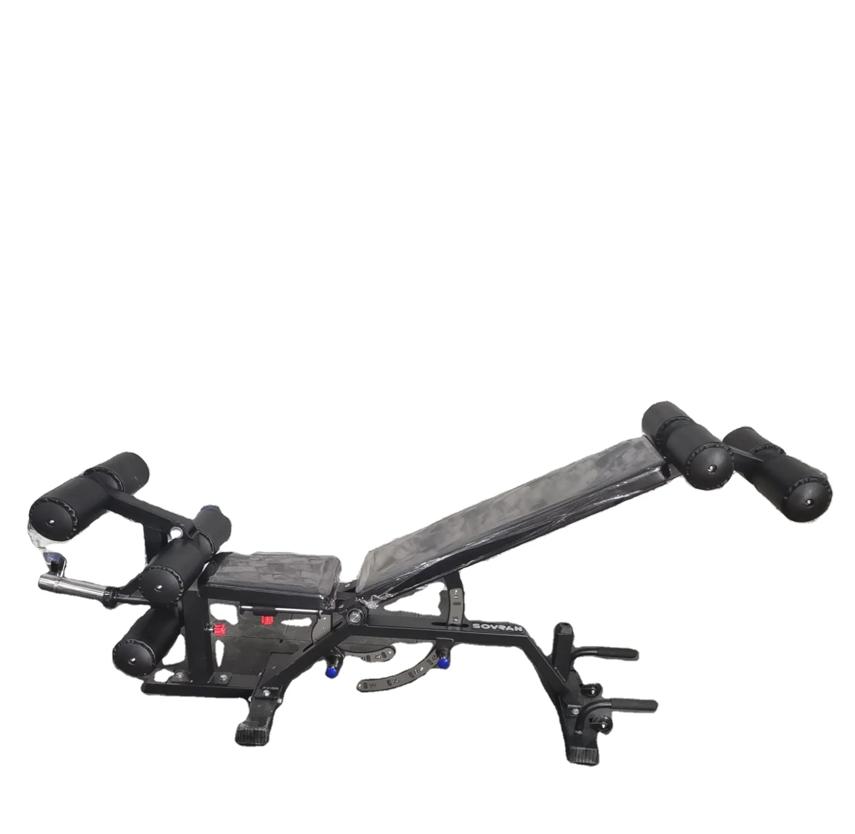 

New design foldable weight sit up benches with extra leg extension / curl attachment, and preacher curl at for home gym