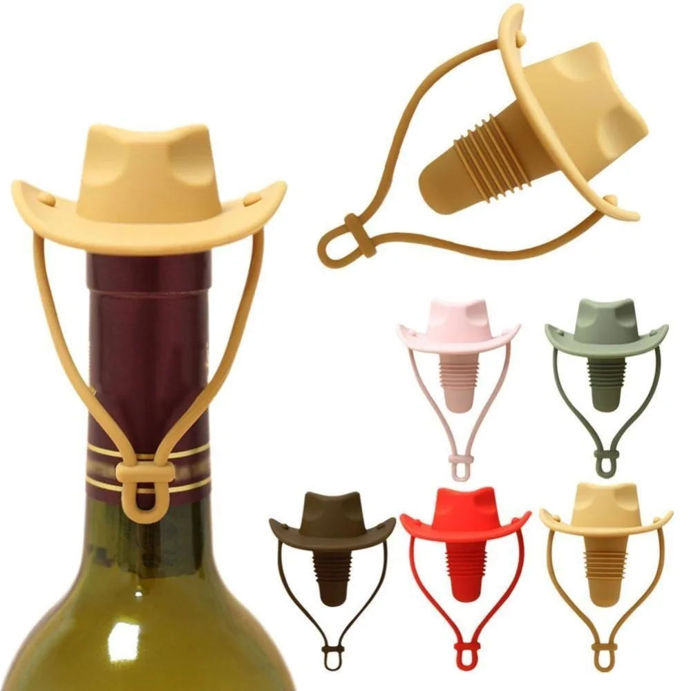 Wine Bottle Stopper Champagne Bottle Stopper Wine Cap Cowboy Hat Shape Silicone for Bar