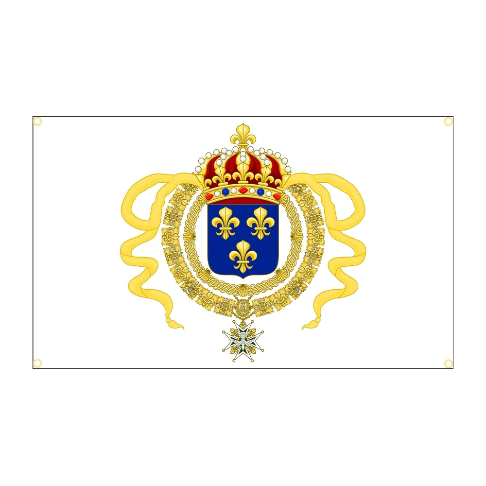 FLAGDOM 90X150CM France Royal Banners and Ensigns Flag King Louis XIV 3X5FT  Printed France History Flag Banner For Decor