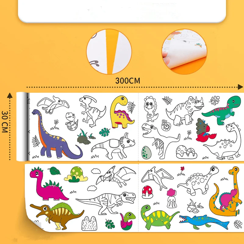 Children's Drawing Roll DIY Coloring Paper Roll Color Filling Paper Graffiti Scroll Paper-cut for Kids Painting Educational Toys 6