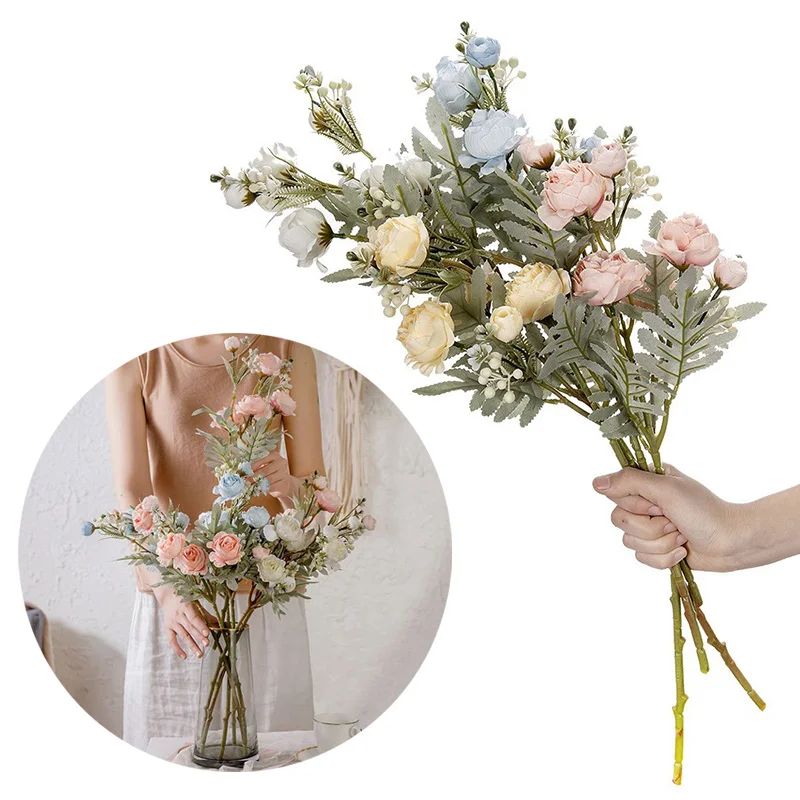 7 Heads 50cm Silk Artificial Roses Flowers Wedding Home Decoration Big