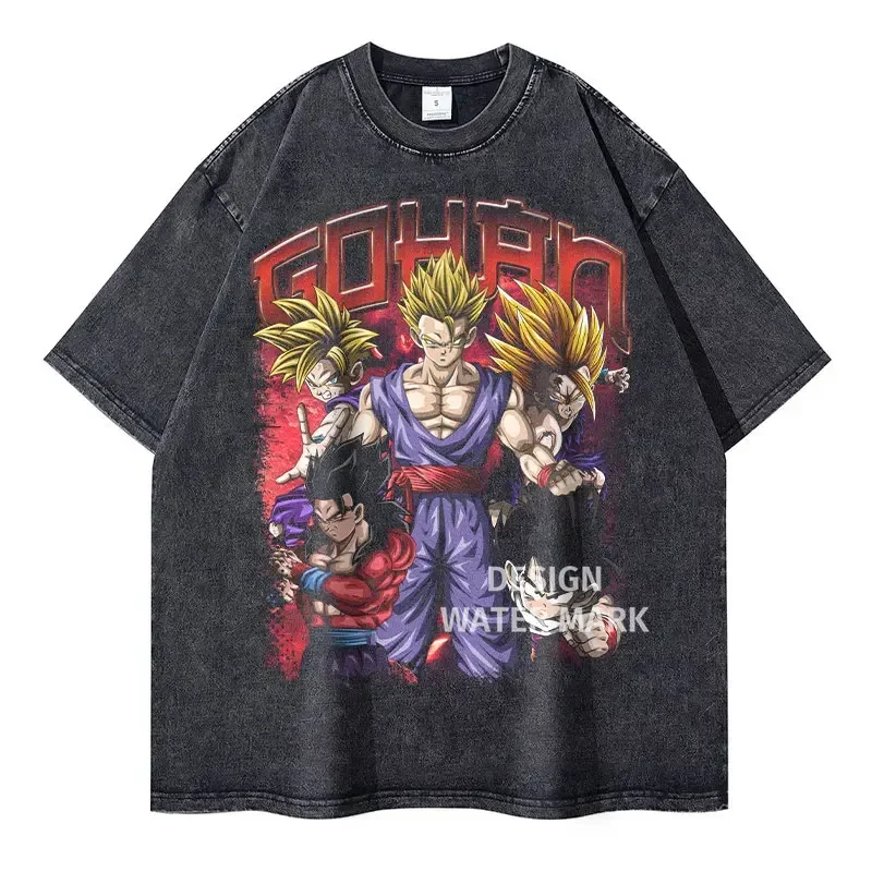 Vintage Washed Anime Dragon T-Shirt Retro Manga Design