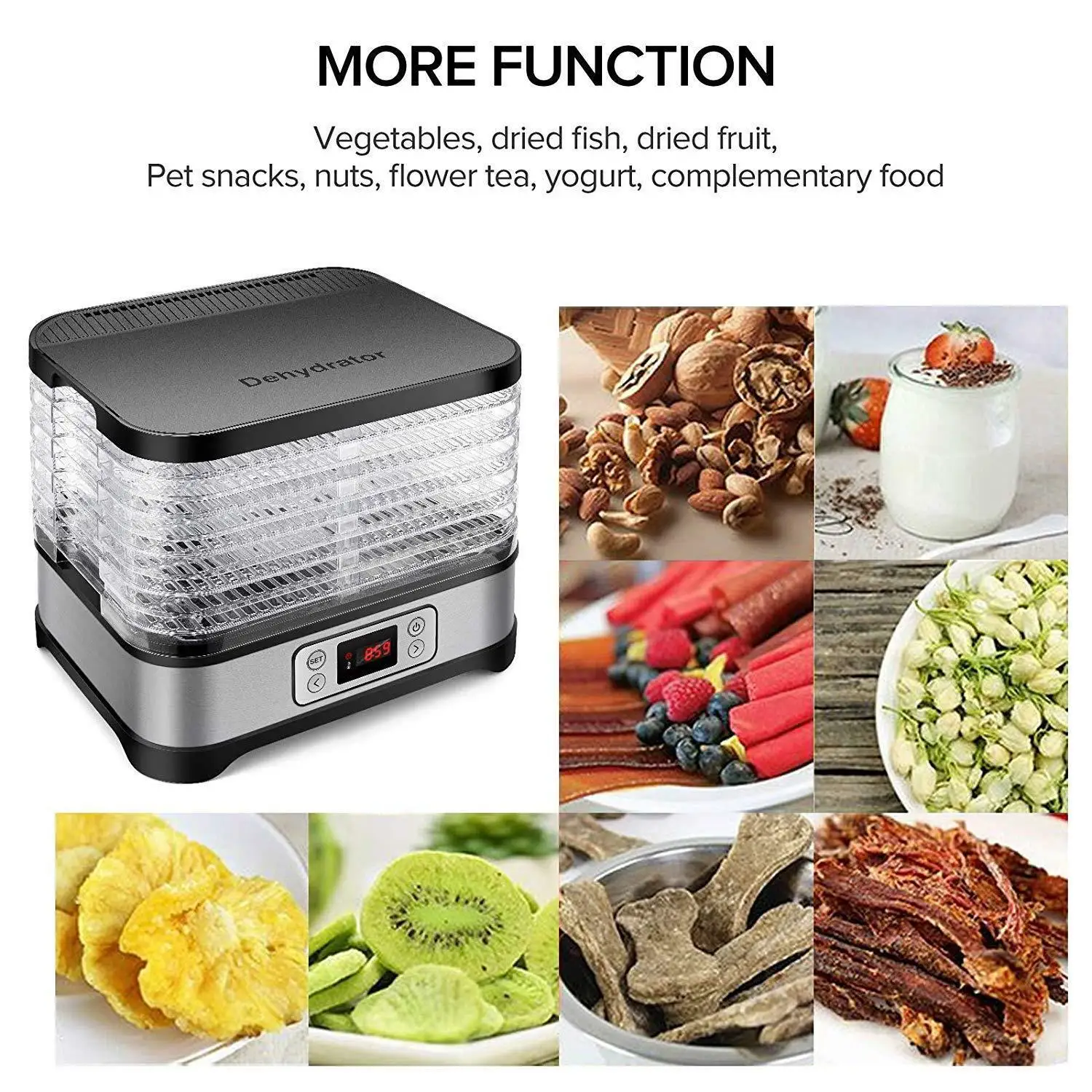 Fruit Dryer 5-layer Temperature Adjustable Tray Food Dehydrator Air Dryer Suitable for Fruits Vegetables Mushrooms Dried Meat 3