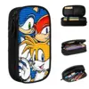 Classic S-Sonices Pencil Case Pencilcases H-Hedgehogs Pen Holder Kids Large Storage Bag Students School Zipper Stationery 1