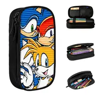 Classic S-Sonices Pencil Case Pencilcases H-Hedgehogs Pen Holder Kids Large Storage Bag Students School Zipper Stationery 1