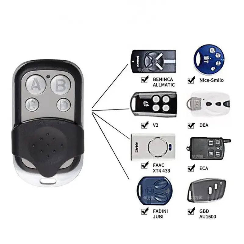 Garage Door Gate Opener Duplicator 4-Button Metal Buttons 433MHz Universal Clone Fixed Learning Rolling Code Gate Duplicator - Image 2