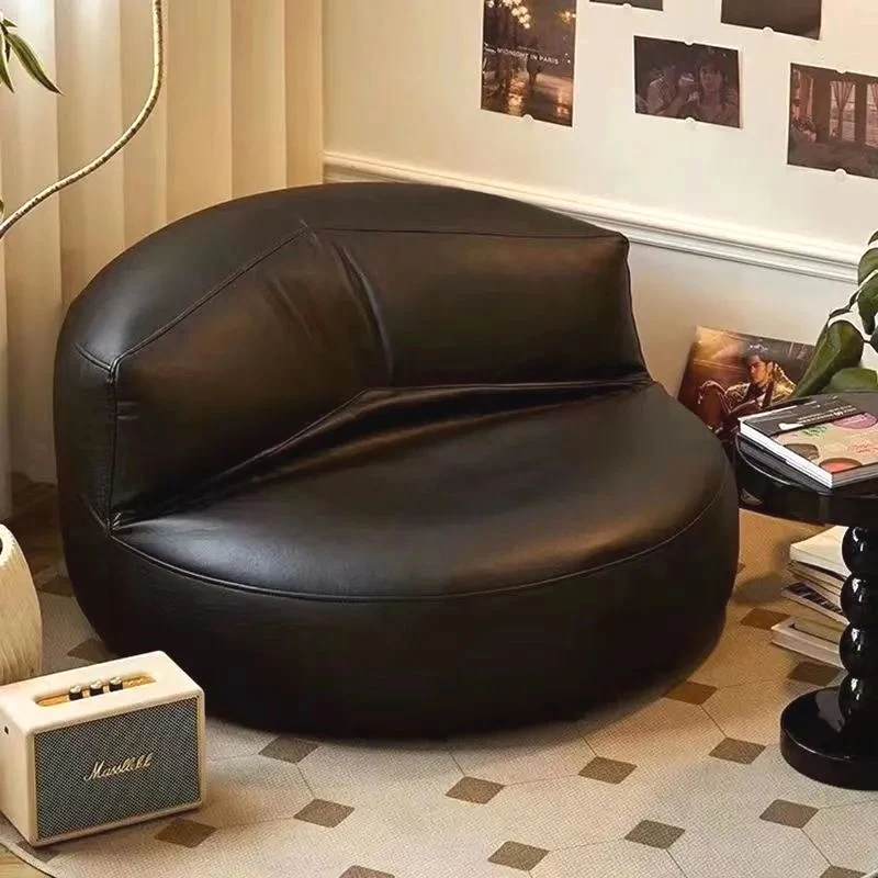 

Black Sofa Fluffy Indoor Balcony Small Portable Bedroom Seating Room Japanese Tatami Sofas Single Fauteuil Designer Furniture