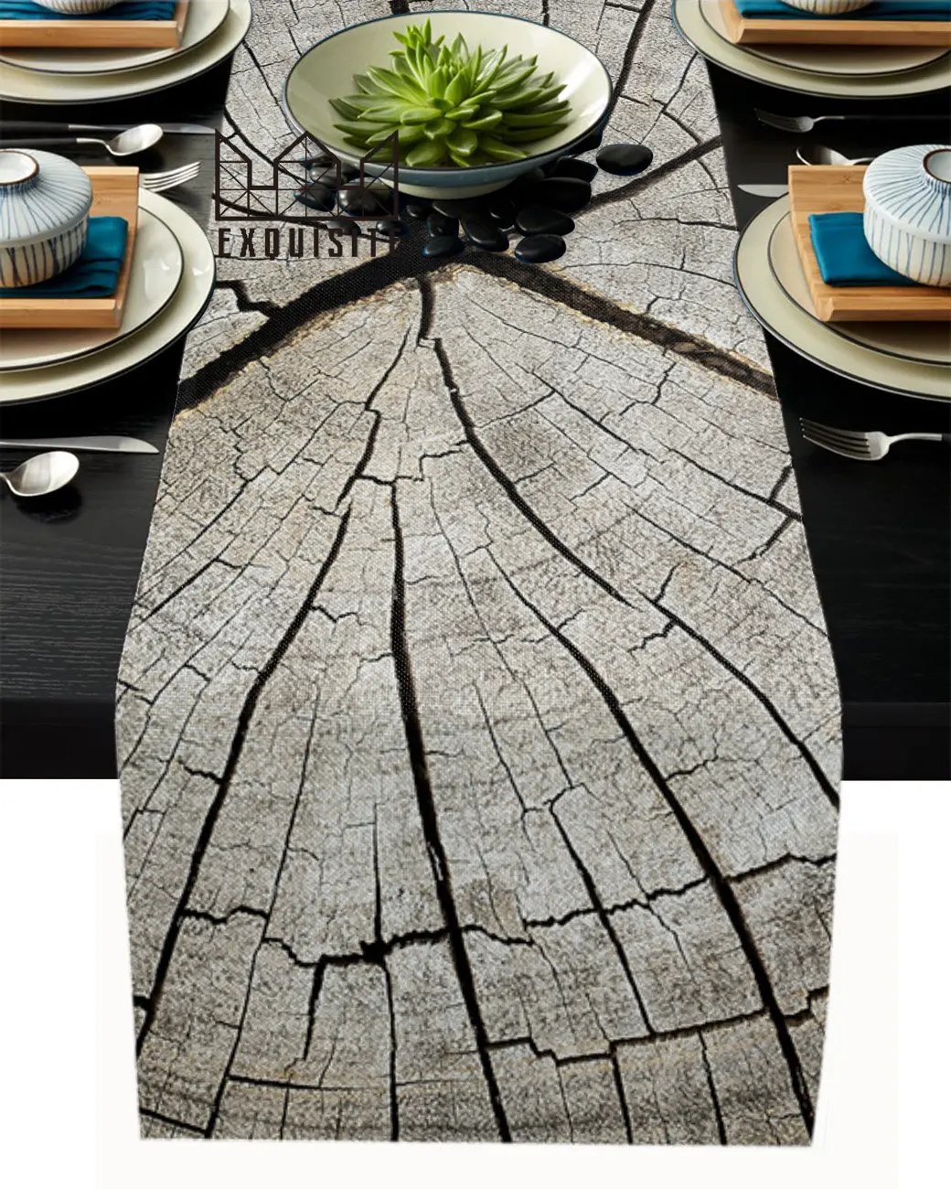 

Винтажная настольная дорожка с деревянной текстурой и трещинами, свадебное праздничное покрытие для обеденного стола, ткань, украшение для дома и кухни