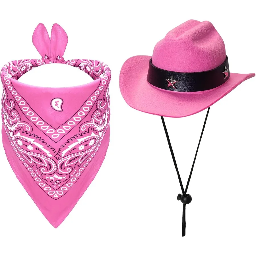 Pet Cowboy Costume for Dogs & Cats – Cute Hat & Scarf Outfit for Halloween & Party Festivals