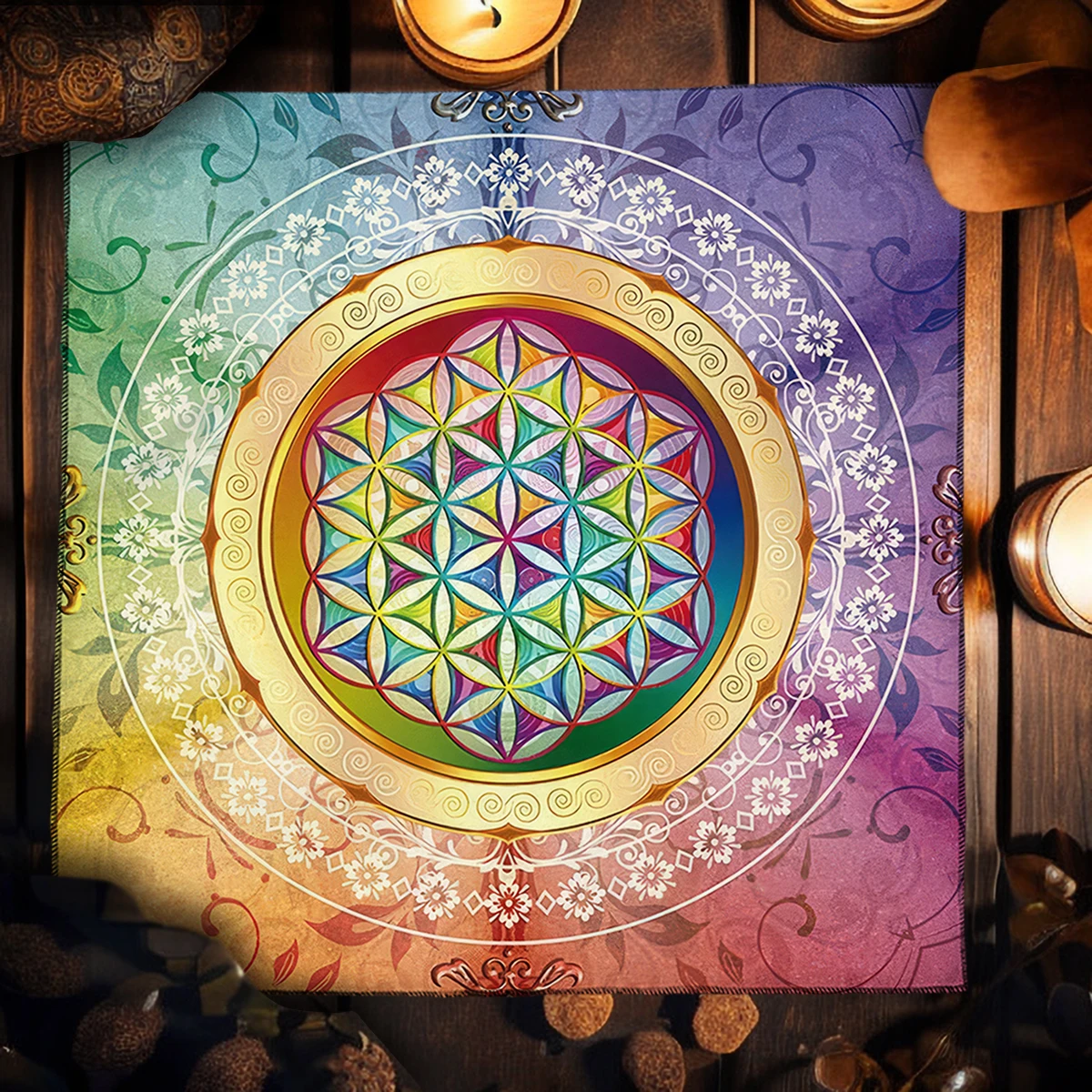 Mandala Flower of Life Table Cloth For Tarot Wicca Altar Cloth Tarot Card Tablecloth Witchcraft Astrology Oracle Cards Pads