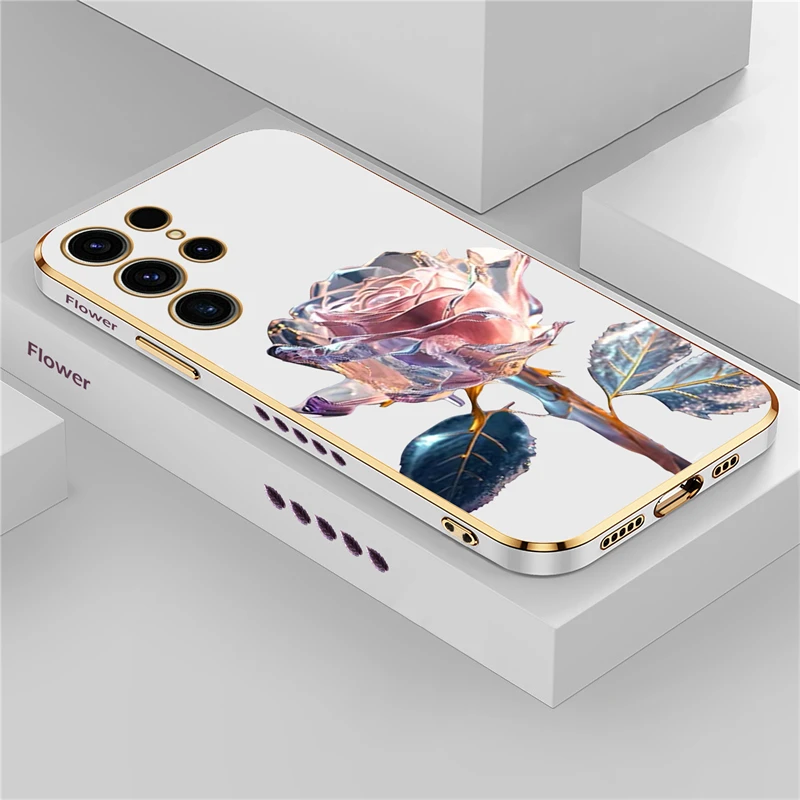Luxury Rose Flower Silicone Shockproof Phone Case Cover