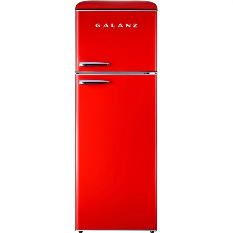 

Galanz GLR12TRDEFR Refrigerator, Dual Door Fridge, Adjustable Electrical Thermostat Control with Top Mount Freezer Compartment,