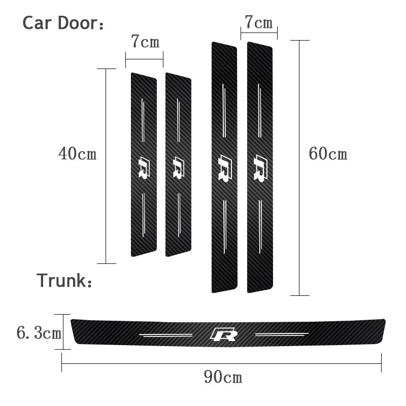 Audi Logo Carbon Fiber Door Sill Protector Stickers