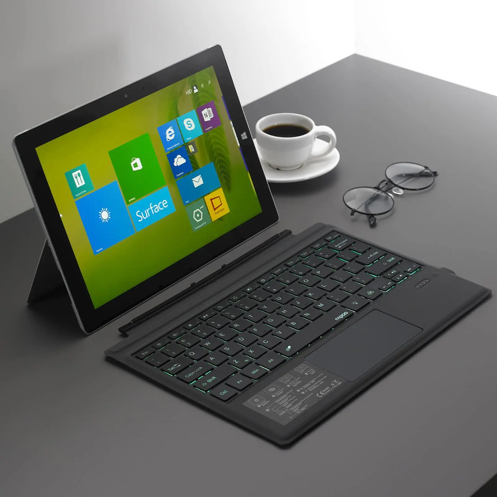 Teclado sem Fios Bluetooth para Microsoft Surface Pro x go Trackpad Backlight Tablet Touchpad Keyboard