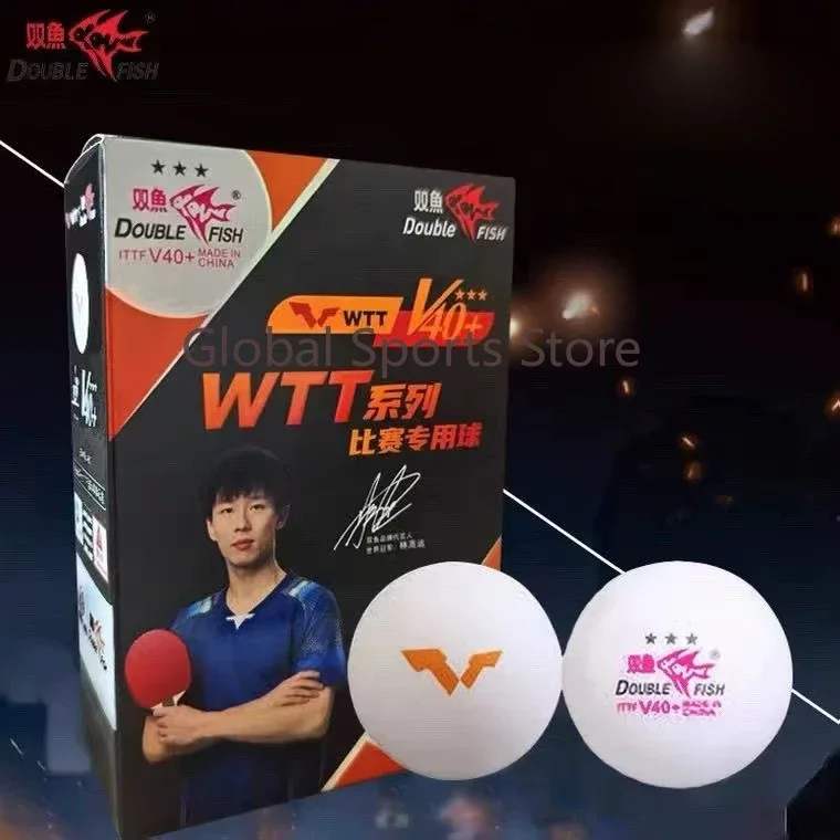 Double Fish 3 Star Table Tennis Balls V40+ Special Ping Pong Balls for WTT ABS New Material Seamed for Competition 6/Pack table tennis balls
