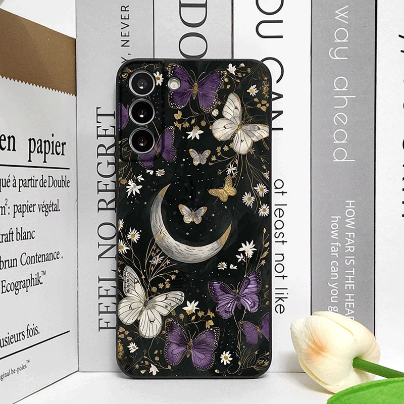 Aesthetic Moon Butterfly Flower Frosted Soft Phone Case