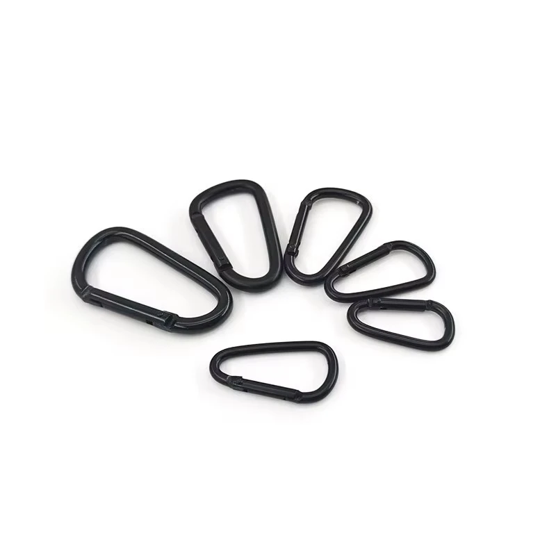 5Pcs 블랙 알루미늄 카라비너 ??D-링 열쇠 고리 클립 캠핑 열쇠 고리 스냅 후크 야외 여행 키트 캠핑 장비