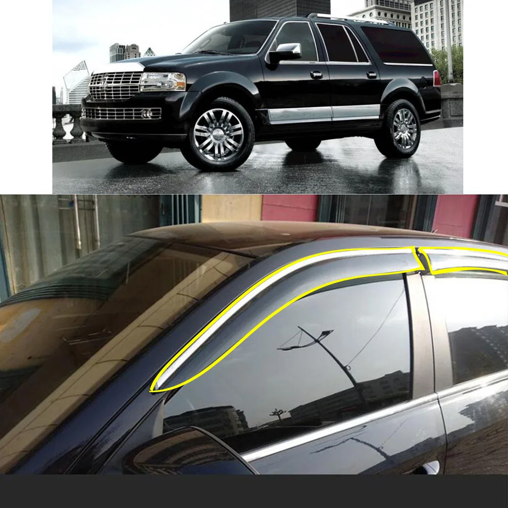 

Автомобильная наклейка, пластиковое оконное стекло, ветрозащитный козырек, защита от дождя/солнца, вентиляционное отверстие для Lincoln Navigator 2005 2006 2007-2009 2010 2011-2016 2017
