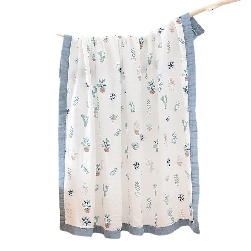 Baby four-layer bamboo cotton gauze quilt summer thin newborn products swaddling towel baby blanket 5