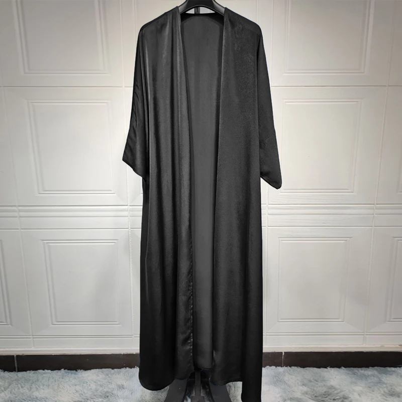 여성용 라마단 오픈 새틴 무슬림 기모노 아바야, 카프탄 로브, 팜므 무슬망 가디건, 원피스 이슬람 터키 기도복, 케바야