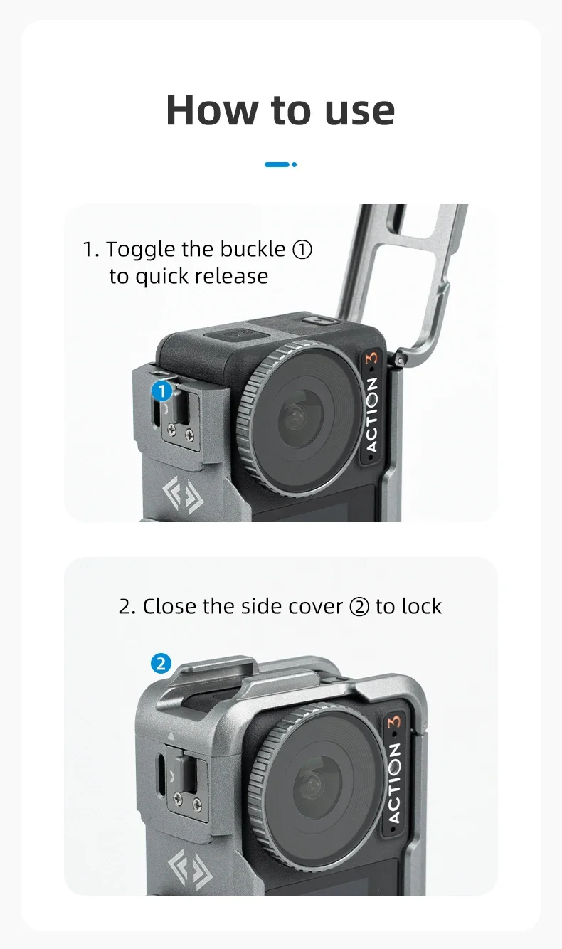 Aluminum Frame Protective Case for DJI Action 3/4 - Vertical Shooting & Shockpro