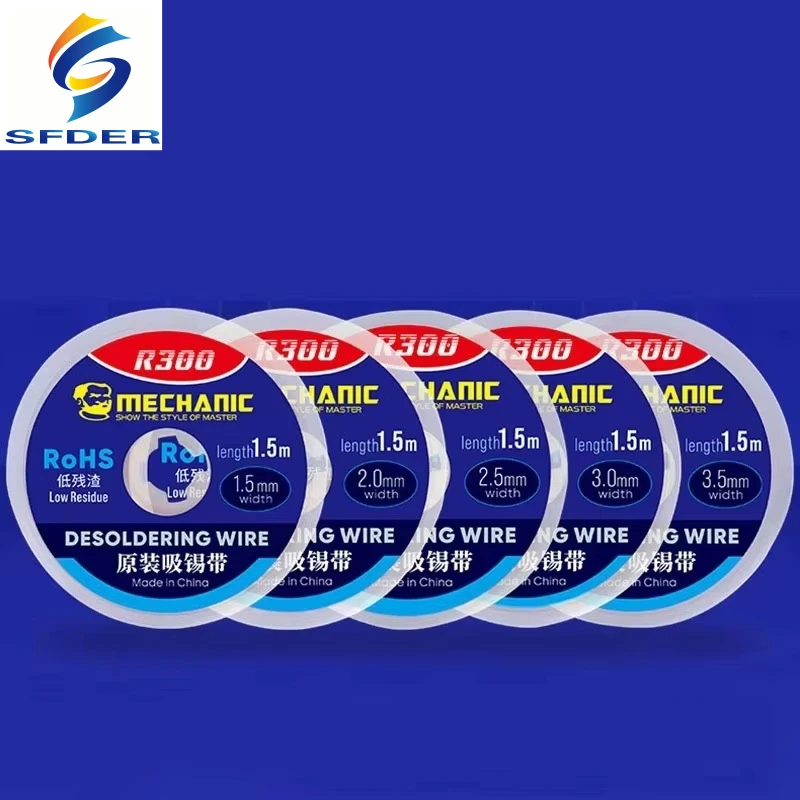 MECHANIC R300 1.0 1.5 2.0 2.5 3.0 3.5 4.0MM 1.5M Solder Wick Remover Desoldering Wire Desoldering Braid BGA Soldering Tools desoldering braid